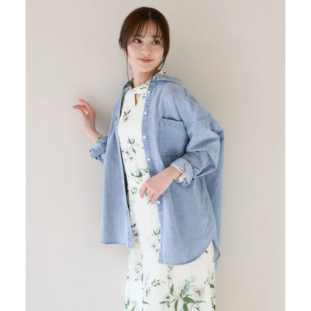 【DD外贸】春季新款 A 时尚简约百搭宽松牛仔衬衫复古长袖外套