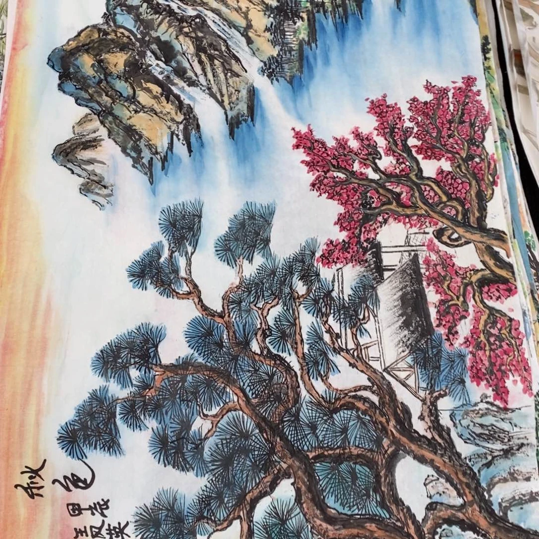 书法王凤英四尺三开山水