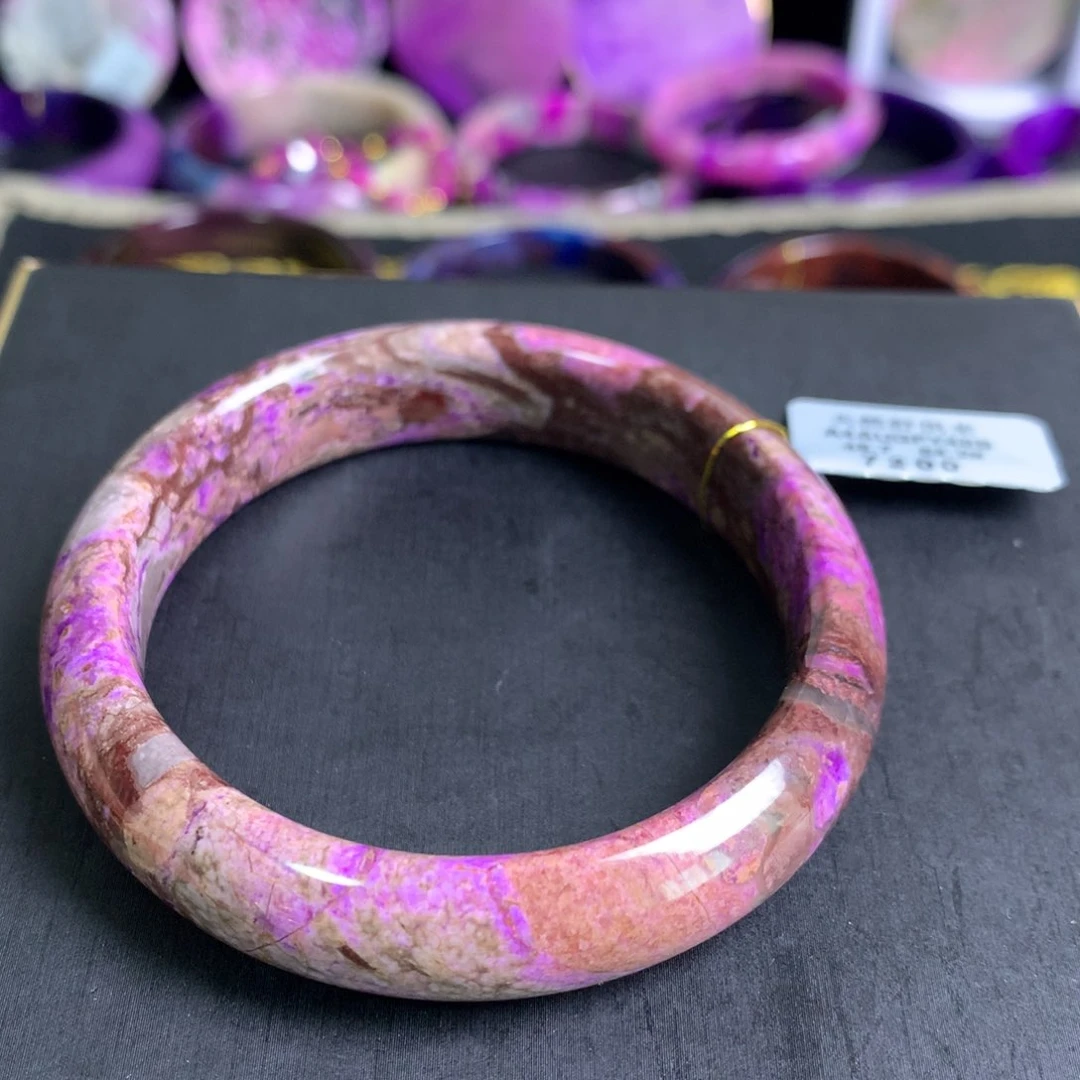 苏纪石（舒俱来）未镶嵌樱花粉紫手镯54+