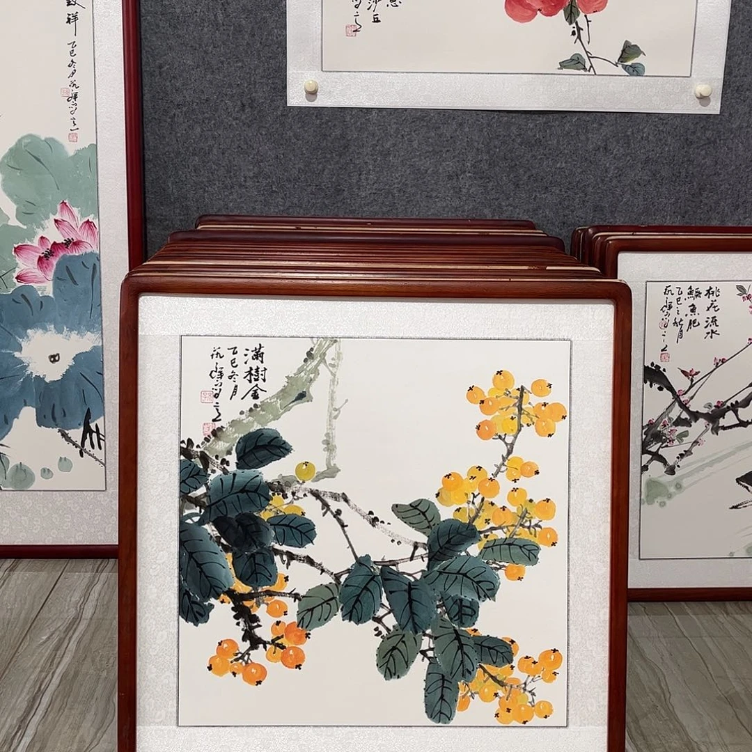 国画书画作品带框63×63