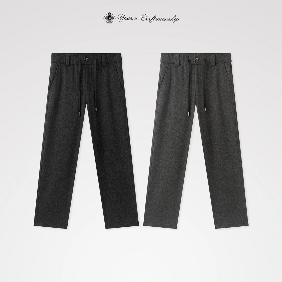 （直筒）羊毛混纺 混纱质感 松紧腰头 极简直筒休闲裤 YSS2812