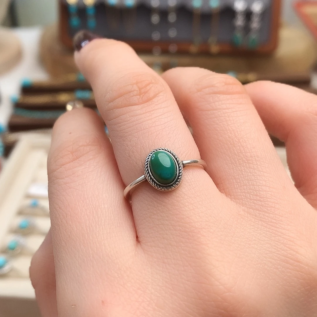 绿松石精品戒指银S925镶嵌