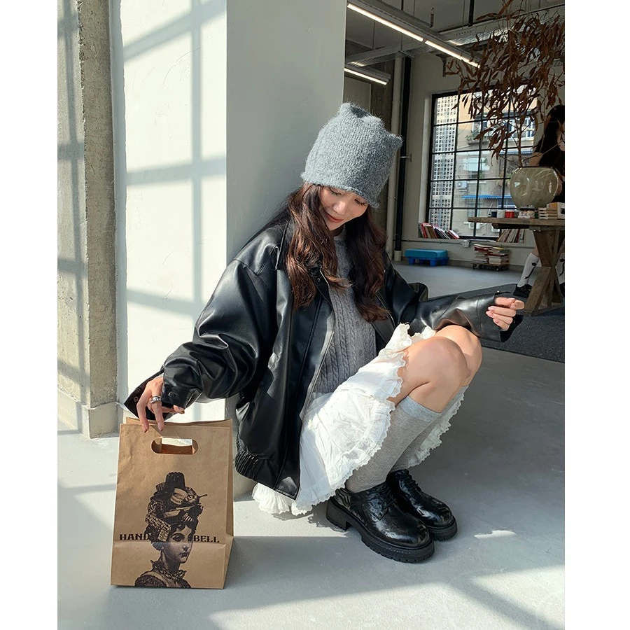 黑色皮衣外套女春秋新款韩版气质复古简约休闲潮流百搭机车皮夹克