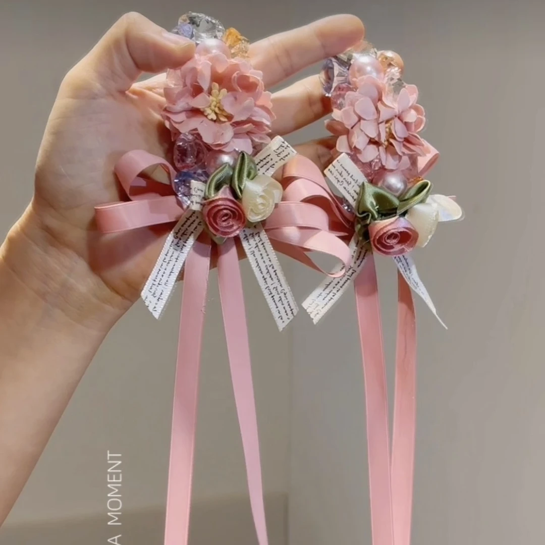 超好看小众粉色系在逃公主礼服配饰婚礼复古手作系列气质新娘百搭