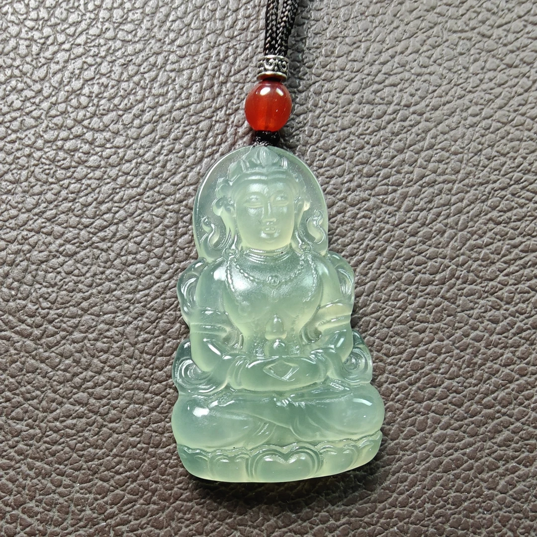 【抖音官方珠宝质检鉴定】天然冰绿玉观音