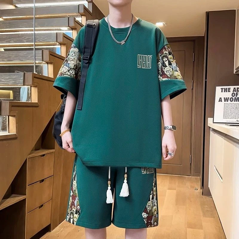 夏季潮流休闲运动套装男潮牌短袖男士休闲短裤初高中网红男士短裤