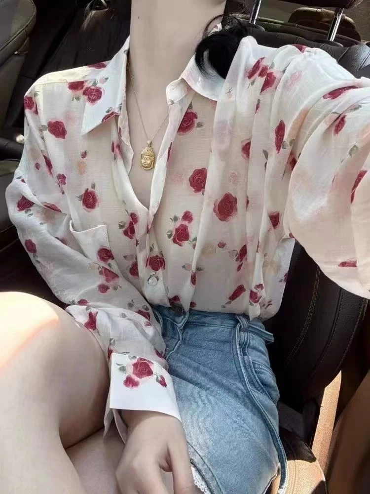 【可乐优选】玫瑰花气质轻奢百搭衬衫