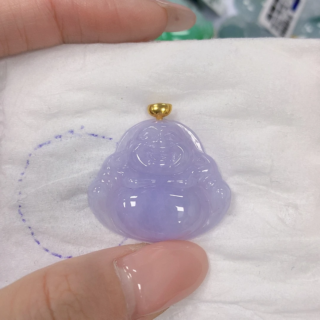 翡翠18K金镶嵌颈饰天然翡翠a货 百元以上9米证书费自理