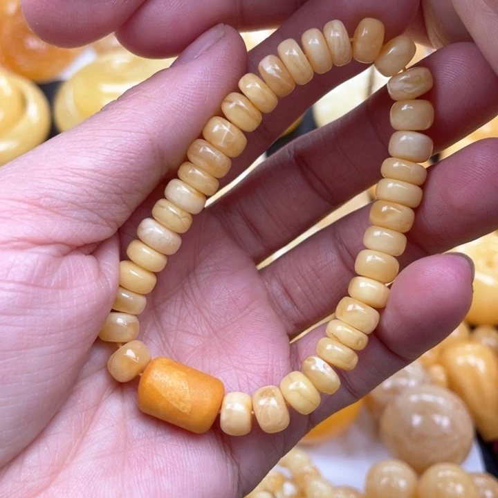 蜜蜡裸石未镶嵌蜜蜡手串