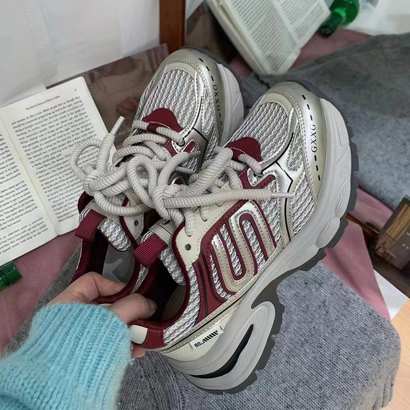 银色鱼骨街头休闲增高老爹鞋L103