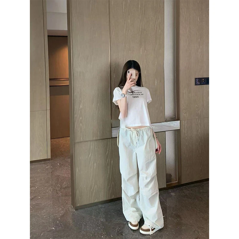 夏季简约风修身显瘦字母印花T恤短袖上衣休闲宽松时尚百搭长裤女