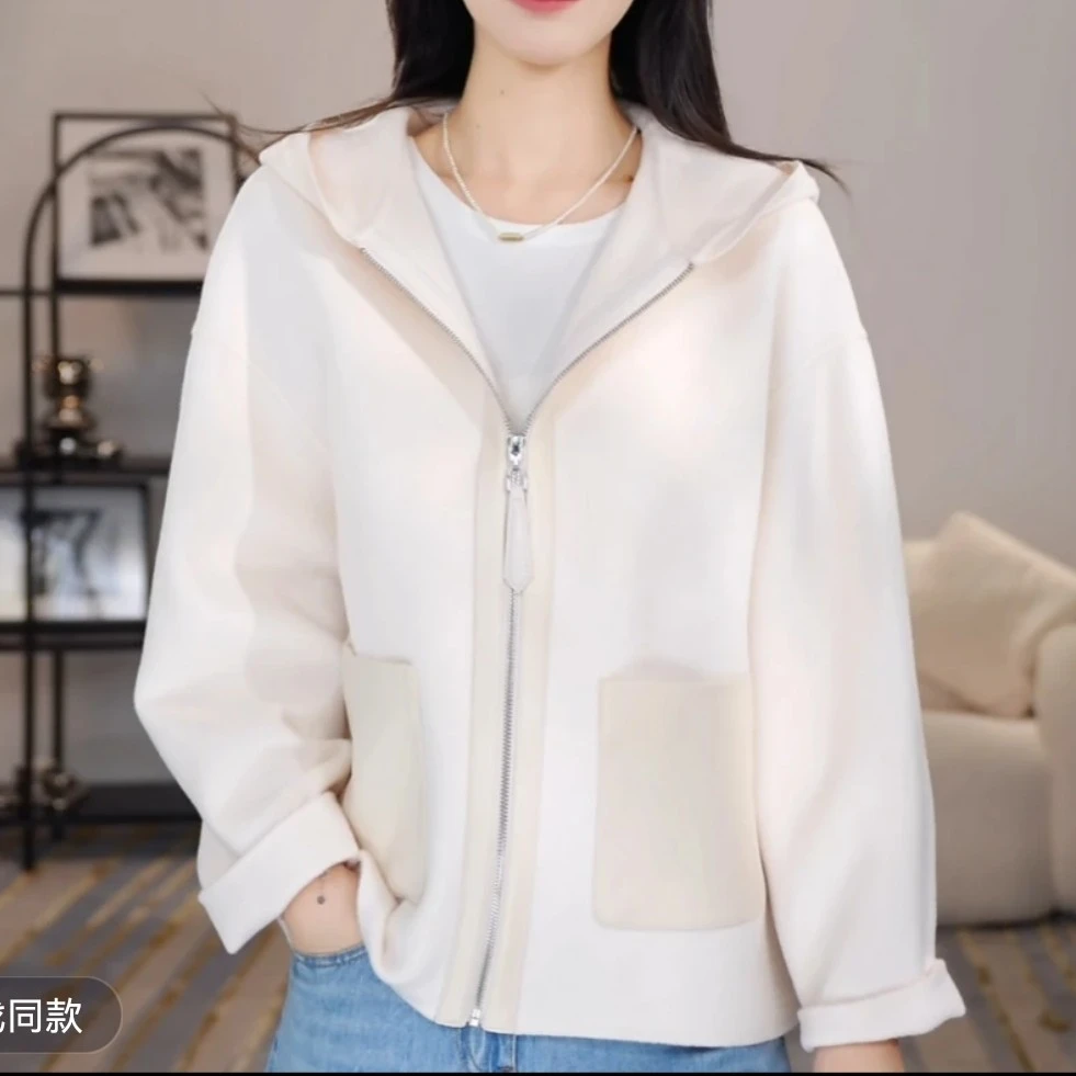 商场同款秋冬新款气质时尚百搭宽松连帽韩版毛外套女540034