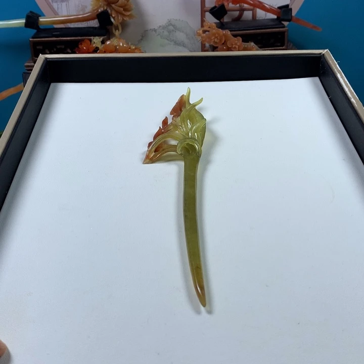 蛇纹石玉未镶嵌发簪海*青