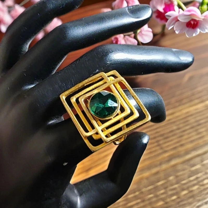 铜合金戒指 KS104Nurluk 义乌一手发货金色原创设计欧美扣头欧若
