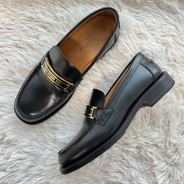 95新 DIOR/迪奥 Code 釉面金扣乐福鞋 37码 公价8.6K h055