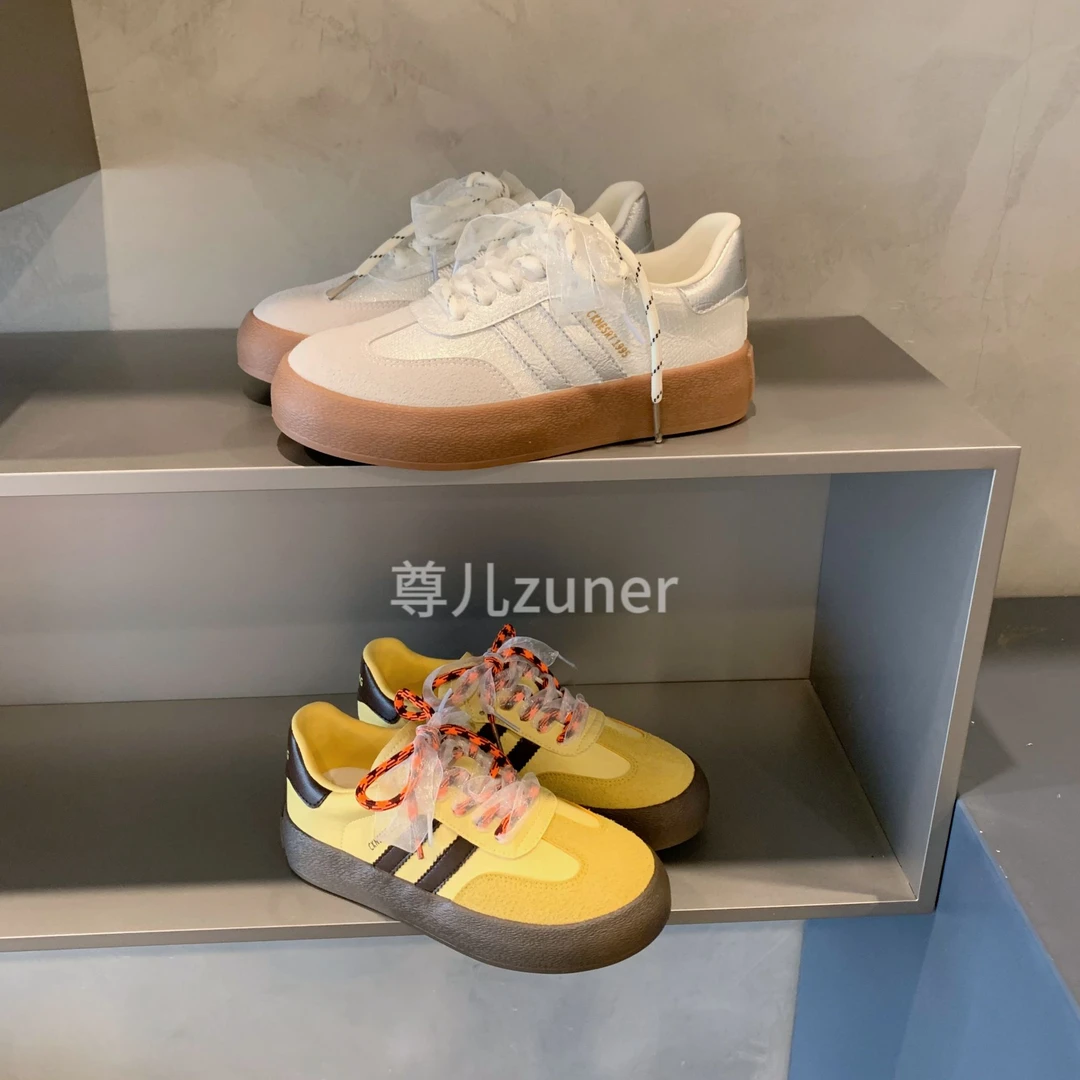 尊儿2025春季新款双鞋带德训鞋复古板鞋小众厚底ins运动女鞋