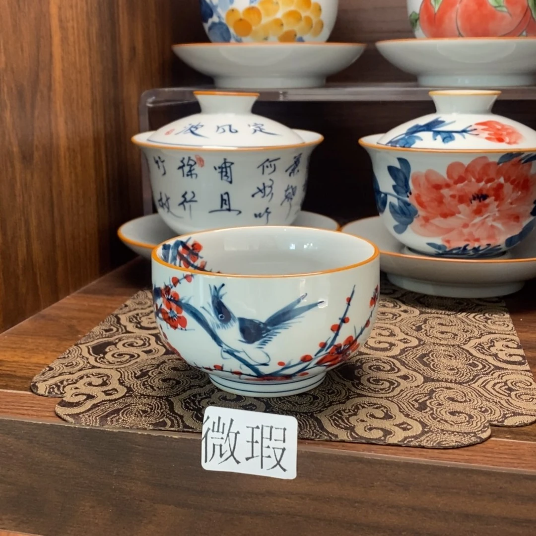 釉下彩老陶泥手工绘制
