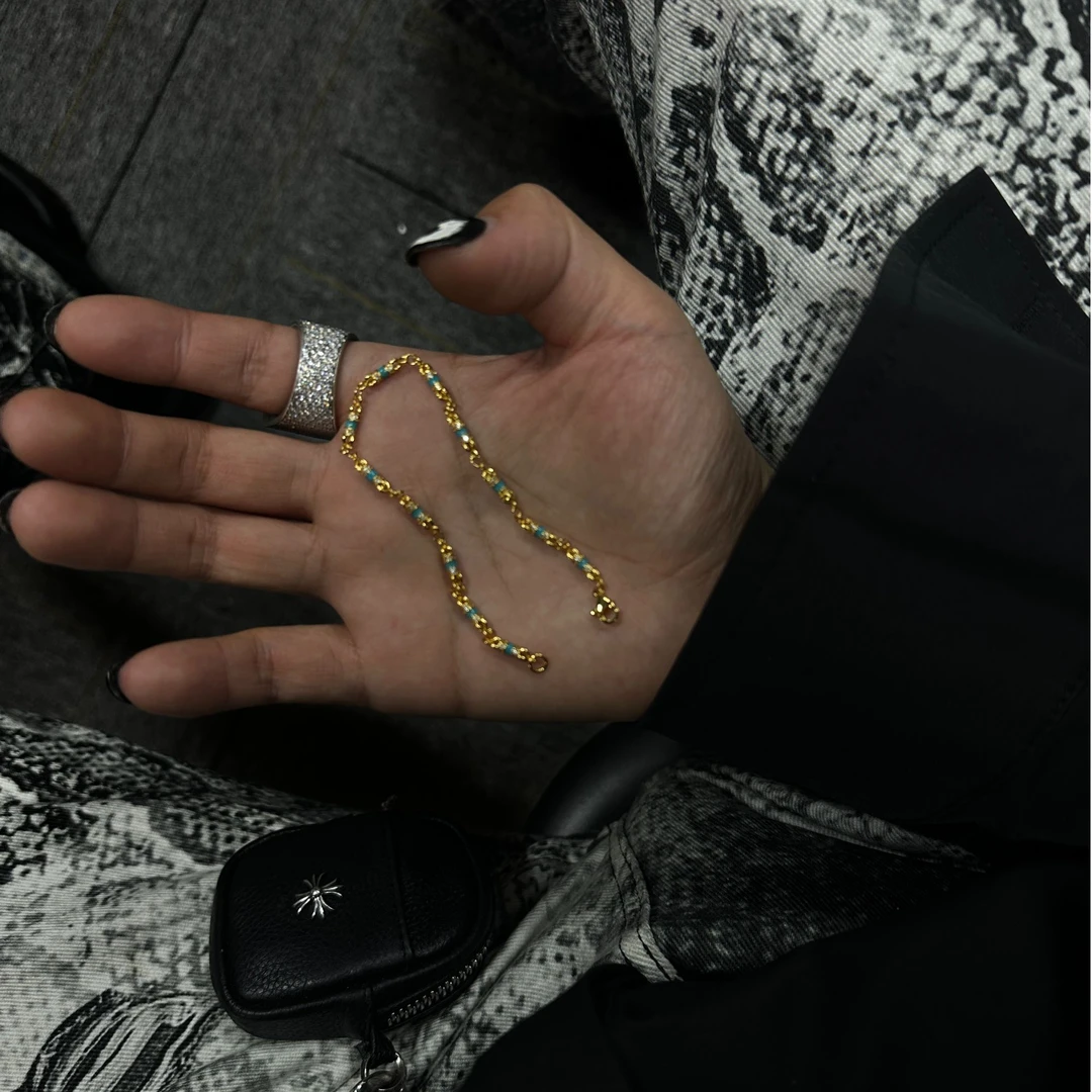 合金手链 【涅槃 夜蚀骸骨 手链】黄色圆筒冰蓝手链国潮风发字嘻哈