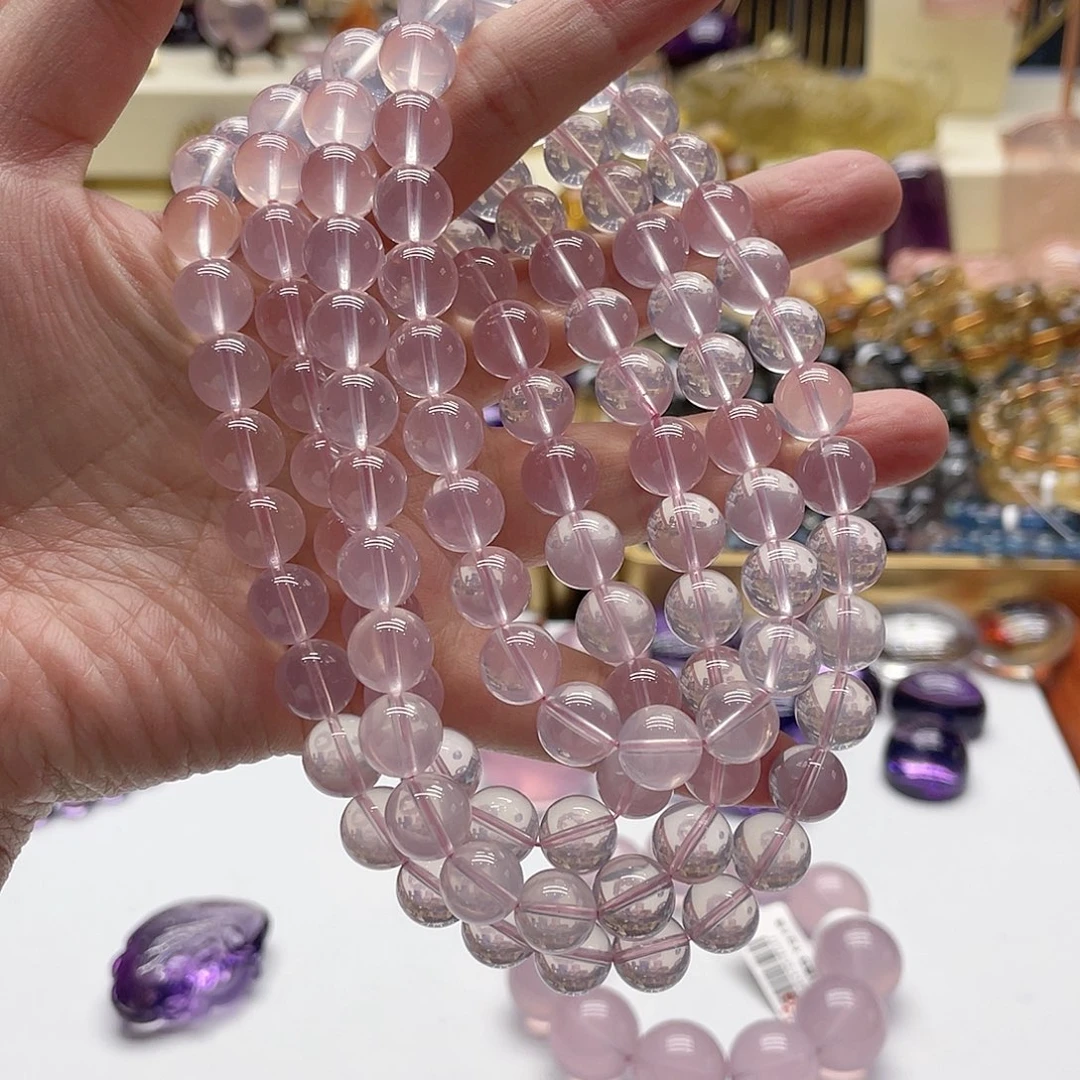 芙蓉石手链未镶嵌粉晶108mm