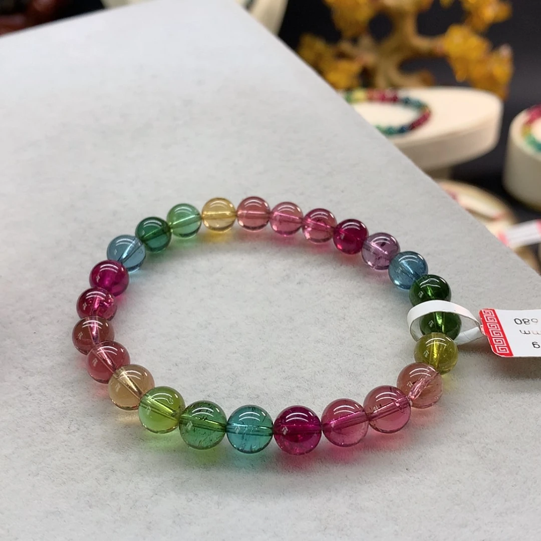 【闪购商品】未镶嵌手链碧玺艳丽色标单圈7.5