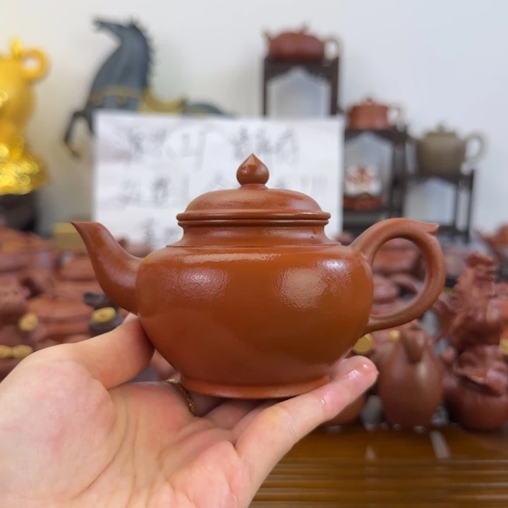 紫砂茶壶朱泥全手笑樱180毫升