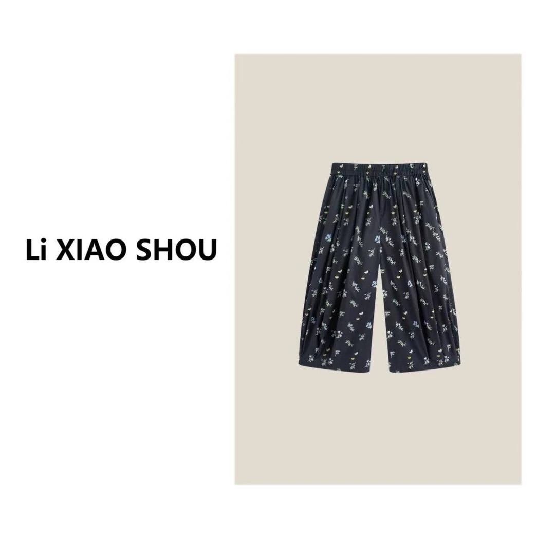 李小痩大码女装【莫奈花园风】纯色高级精致设计显瘦灯笼裤1012D