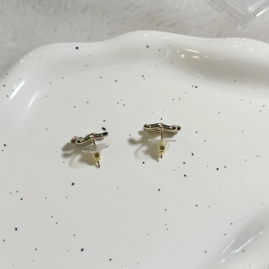 铜合金合成锆石耳饰 耳钉5816百搭复古法式