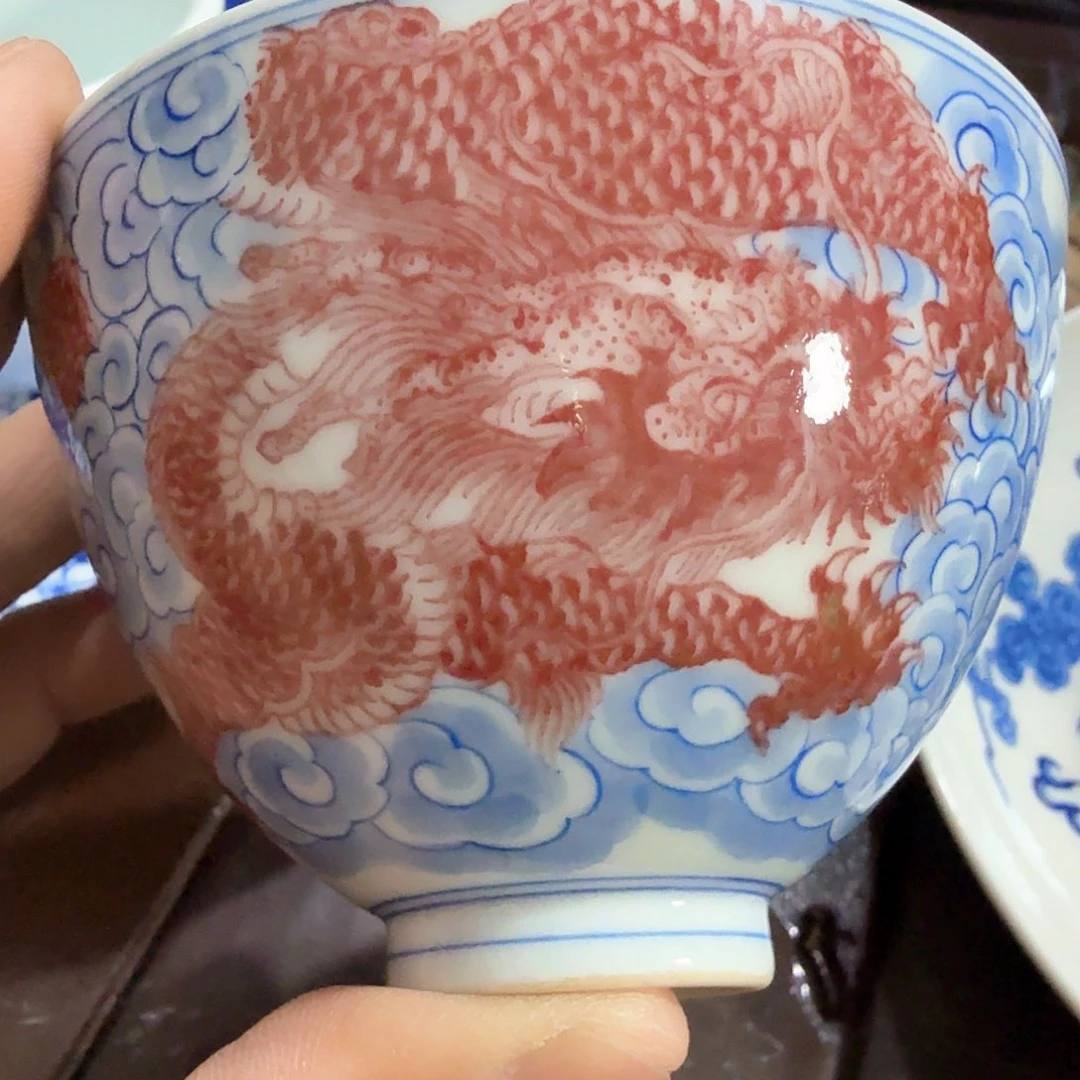 釉里红龙杯景德镇陶瓷