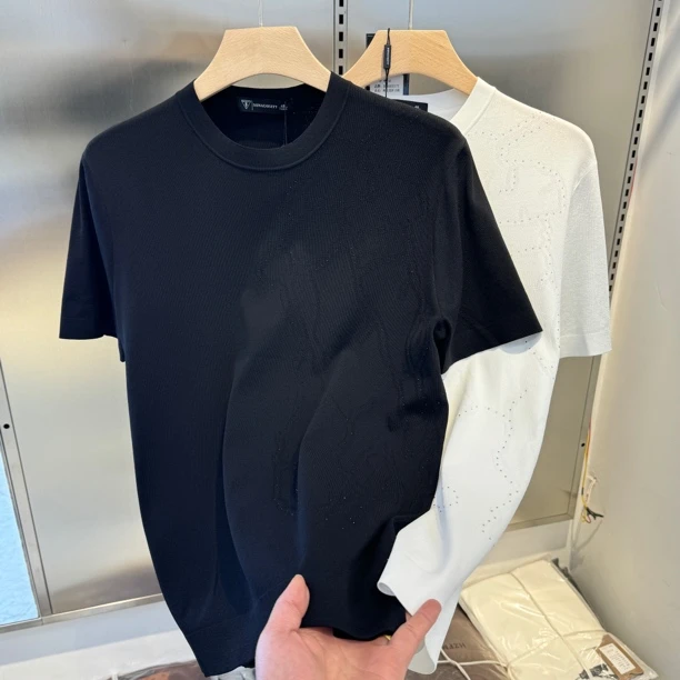 2025高端欧货提花烫钻伊利特时尚修身短袖