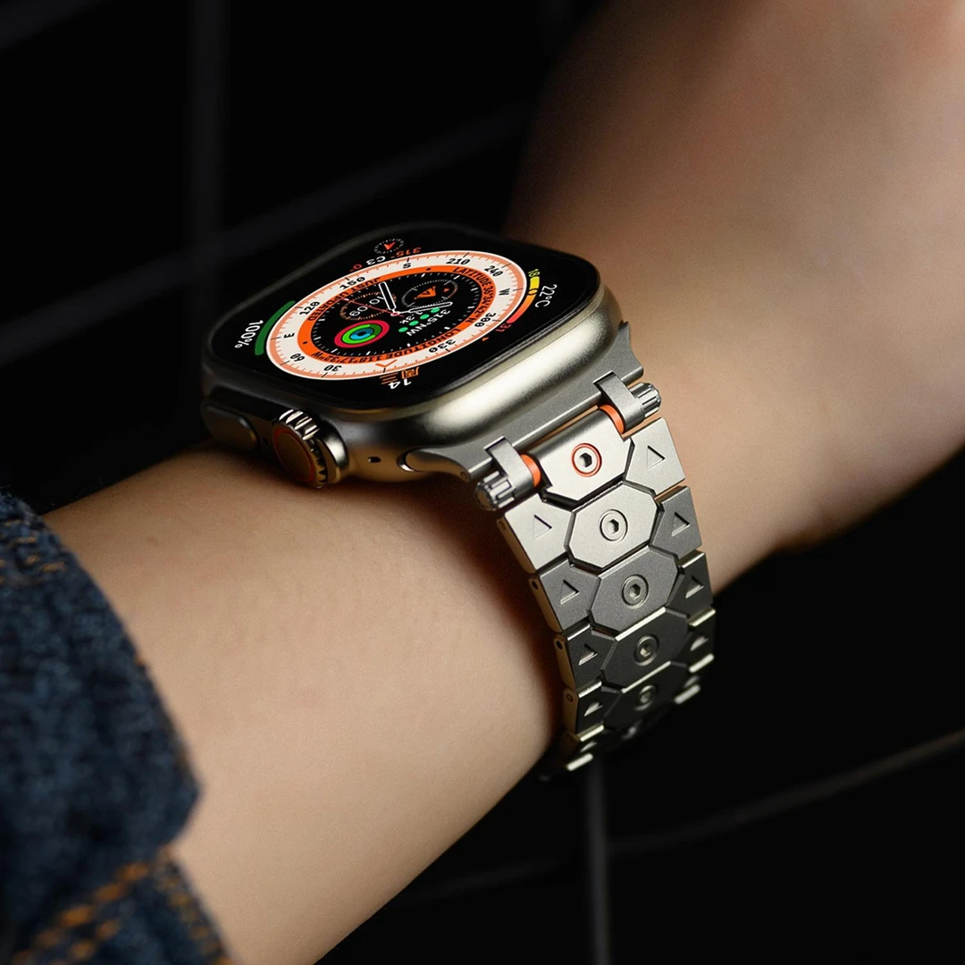 适用苹果s11手表带iWatch s10不锈钢表带Ultra2钛色金属表带新款9