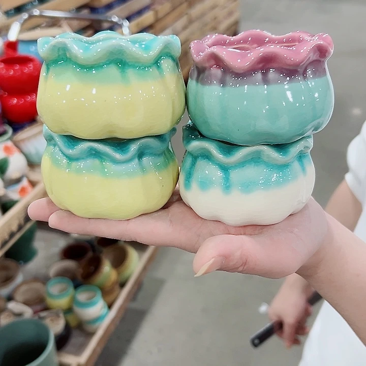 有孔.凑满10元发货多肉陶瓷花盆！