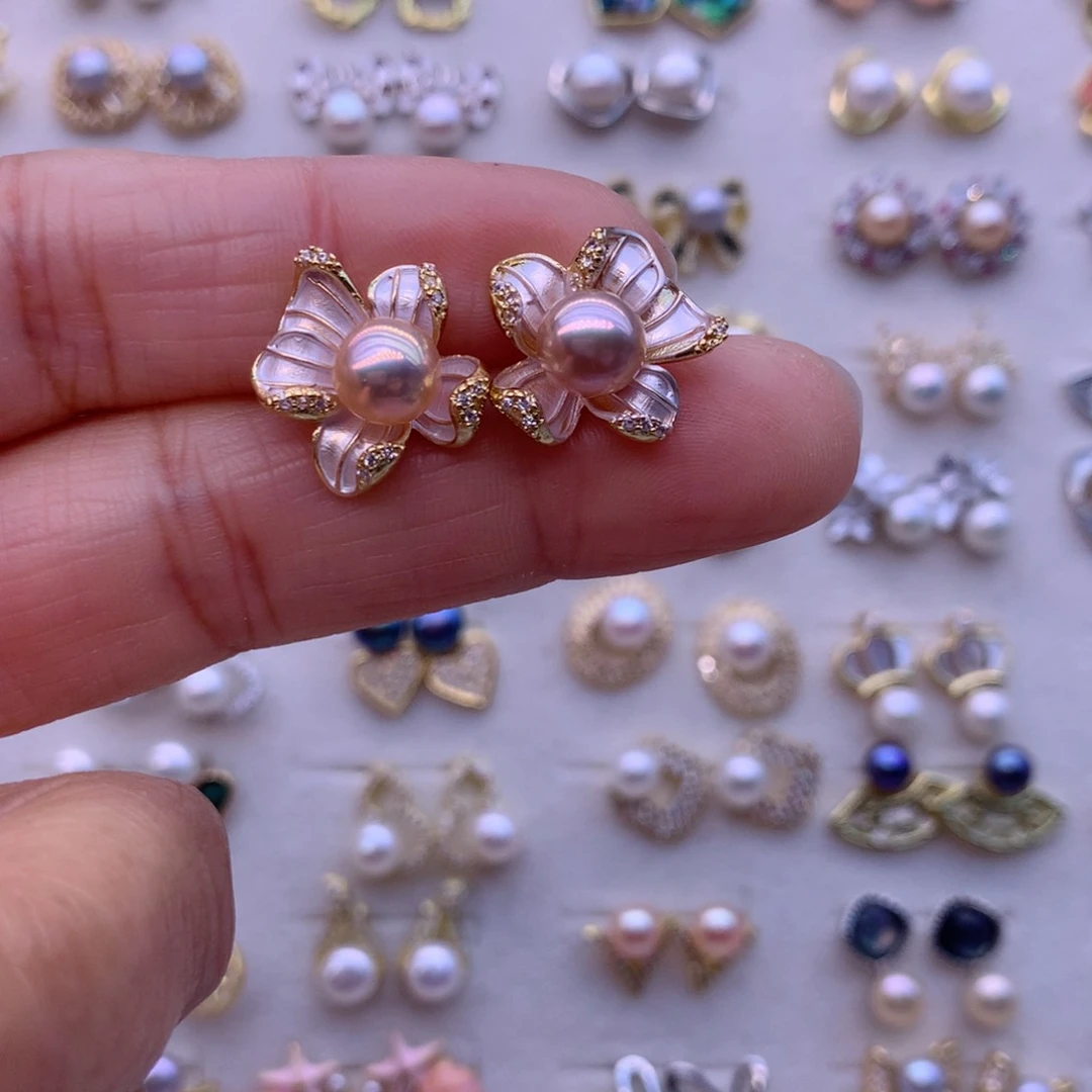 淡水珍珠耳饰合金