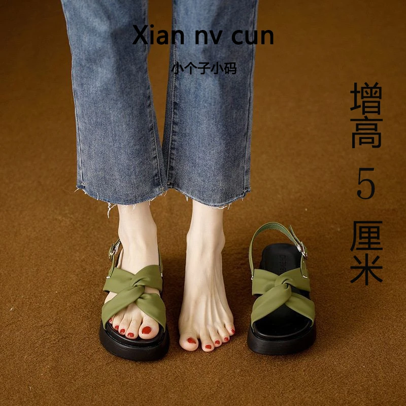 【仙女村】5cm小个子时尚女鞋厚底网红新款外穿凉鞋复古百搭女鞋