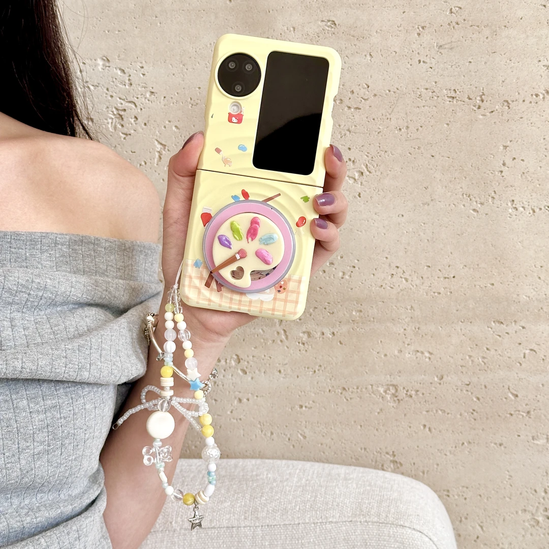 波漾画板kitty适用oppofindn3flip折叠手机壳链条华为pocket2支架