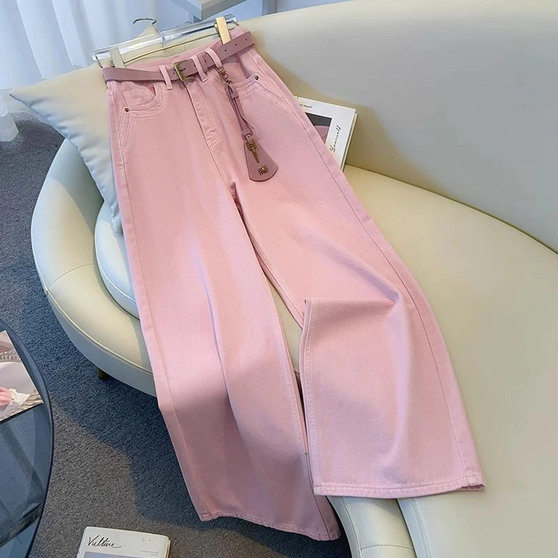 2025新款夏季薄款高腰时尚气质宽松显瘦百搭休闲垂感阔腿牛仔裤女