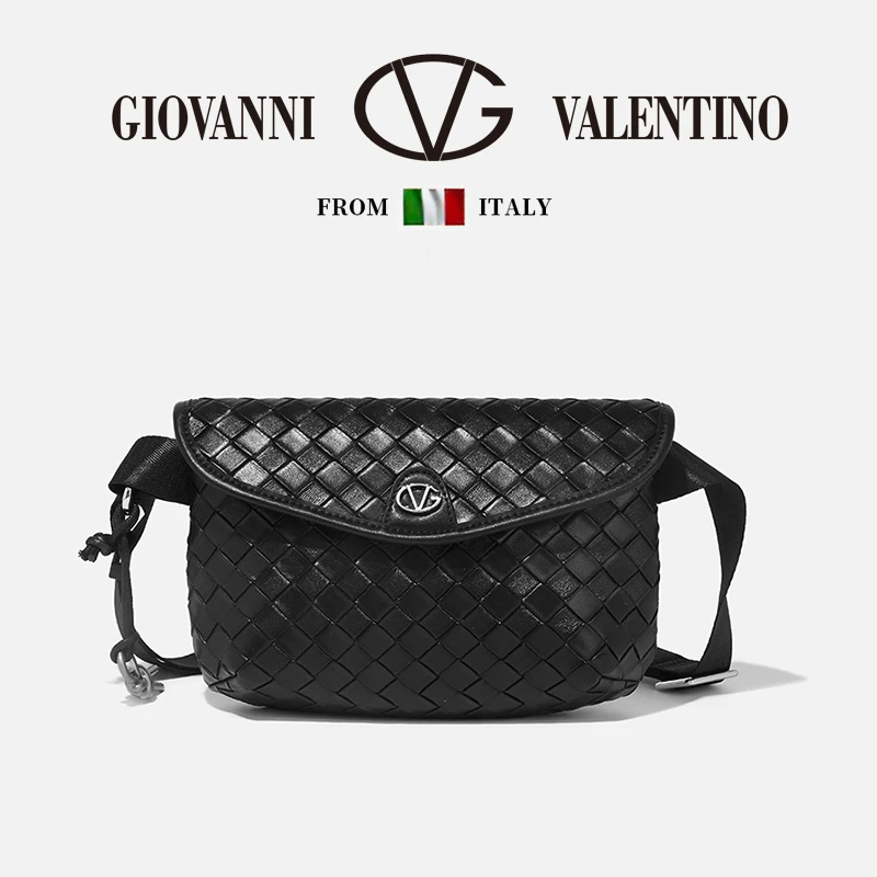 【左九设计师】GIOVANNI VALENTINO/卓凡尼·华伦天奴黑色胸包