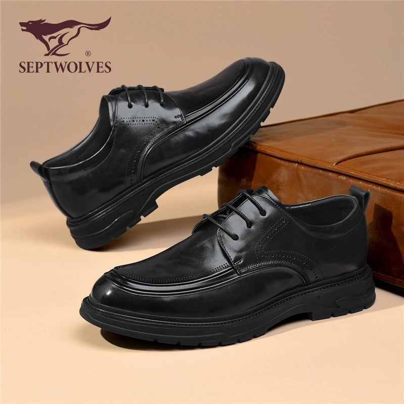 七匹狼男鞋2025新款秋季男士真皮商务通勤休闲皮鞋防滑耐磨结婚鞋