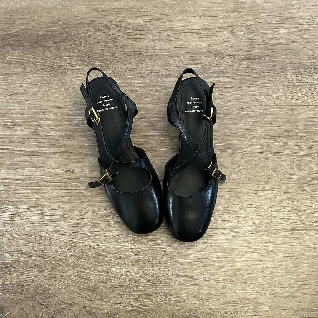 Dannyfrey法式复古包头凉鞋头层水洗牛皮女新款仙女风配裙子凉鞋