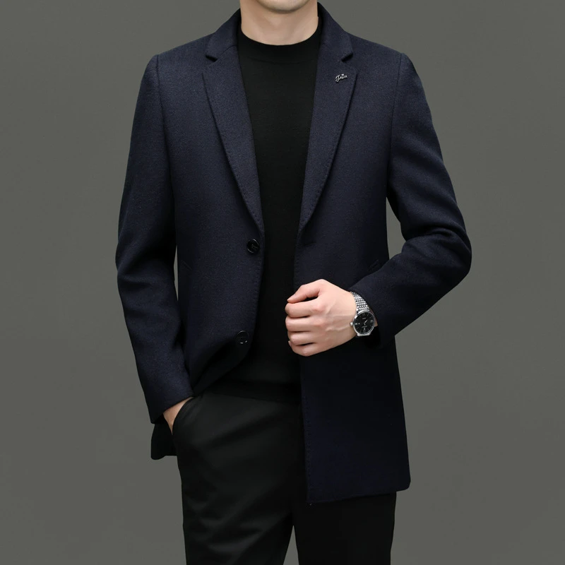 纪诗哲秋冬男士新款羊毛西装商务休闲上衣外套羊毛呢气质毛呢大衣