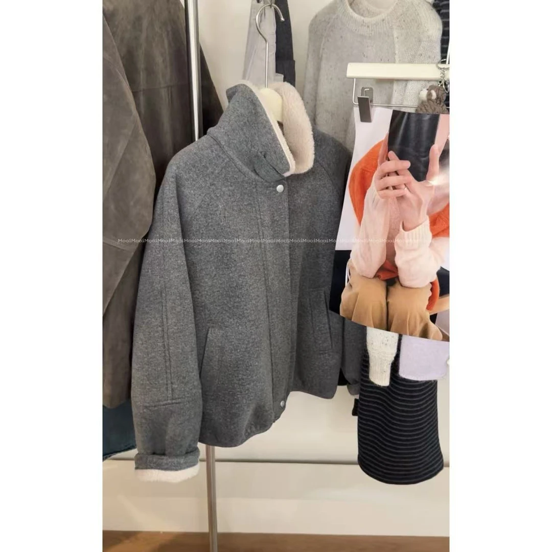 【mooi】'灰色讯息'秋冬新款韩版ins风小众设计感加厚外套