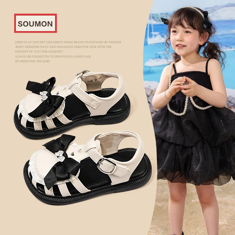 SMON清仓女童凉鞋夏季新款儿童公主鞋软底宝宝鞋女小童包头防滑勃
