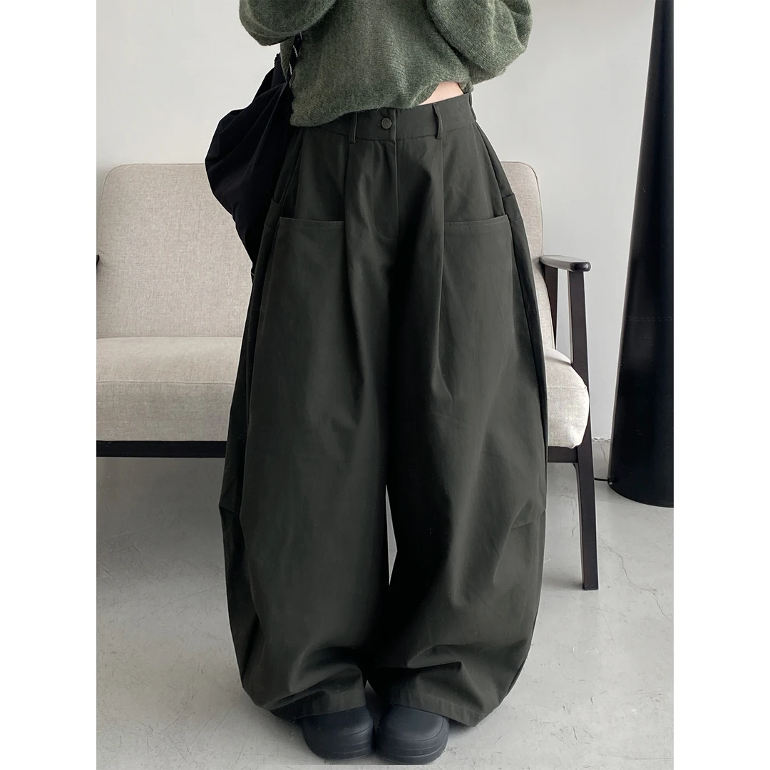 sun柚【干秋渡】夏季薄款宽松拖地阔腿裤女韩版百搭纯色休闲裤子