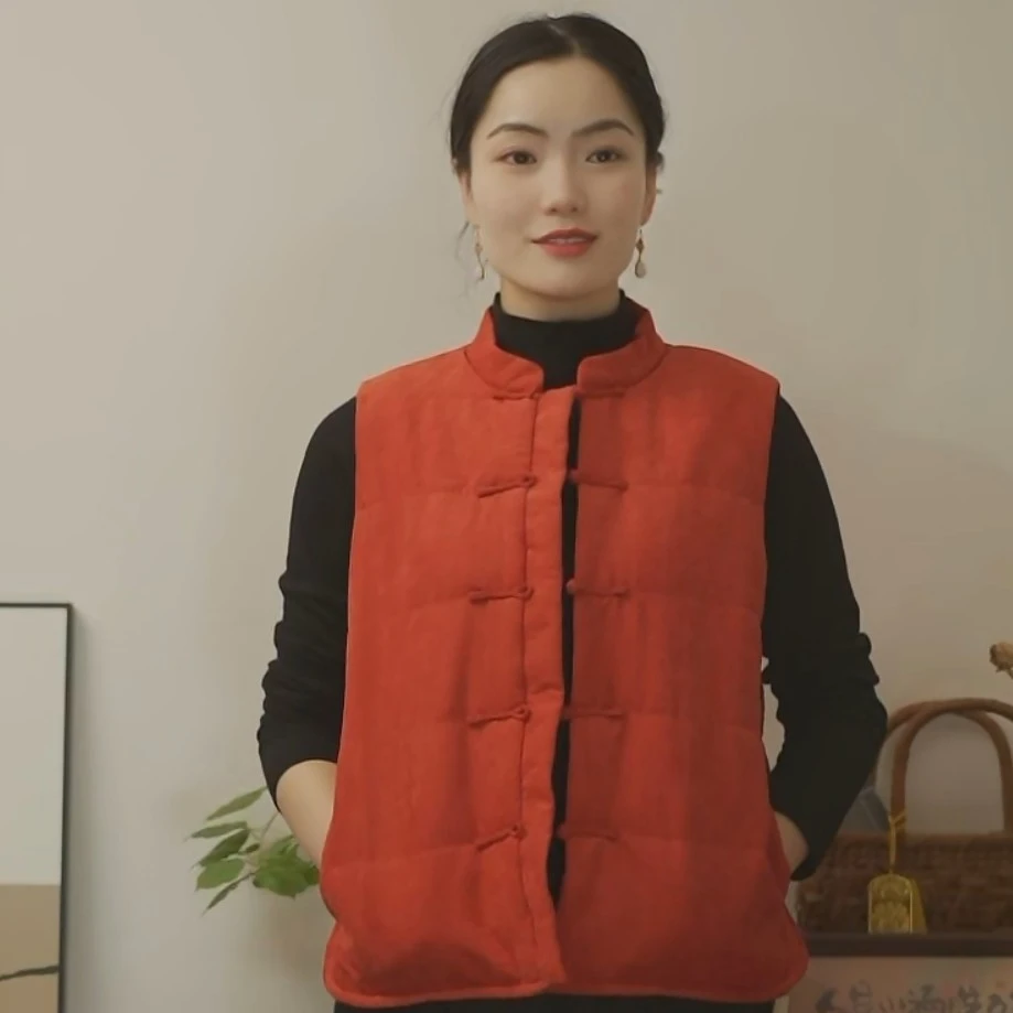 立领中国风原创设计马甲冬季纯色1053