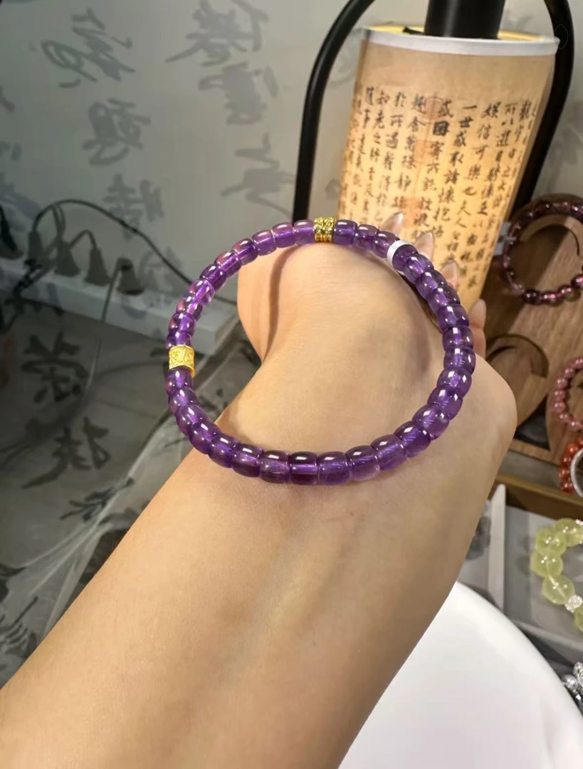 【赞恩珠宝严选】天然乌拉圭紫水药片切手串手链多样性发其一