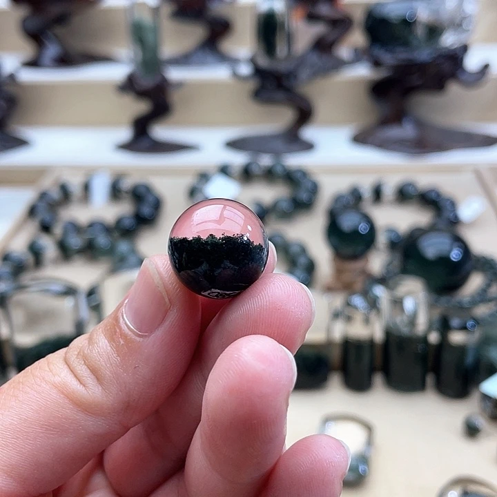 水晶手绳未镶嵌华****航绿幽灵单珠手绳打孔定制不退换