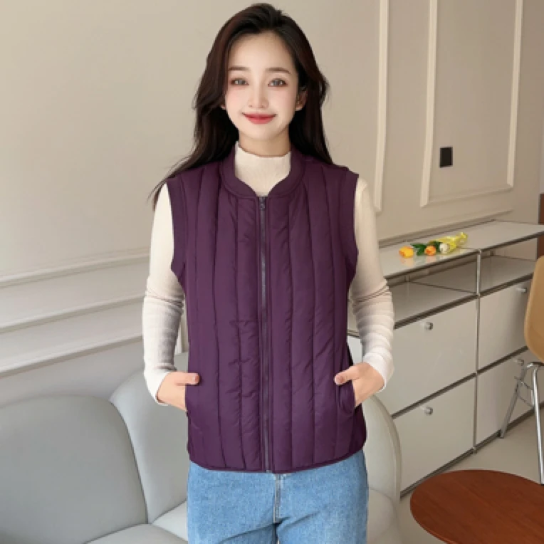 厚款马甲百搭纯色马夹韩版时尚罗纹领保暖防风背心秋冬季大码