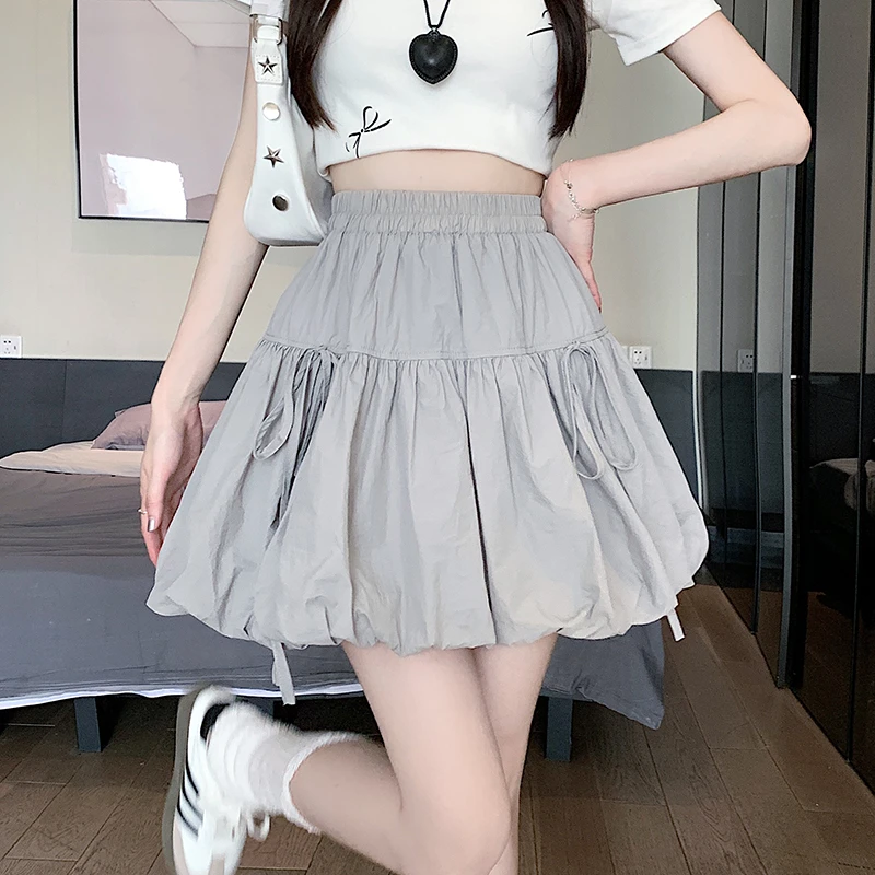 设计感花苞高腰裙裤女装春夏季新款时尚百搭显瘦短裙蓬蓬半身裙子