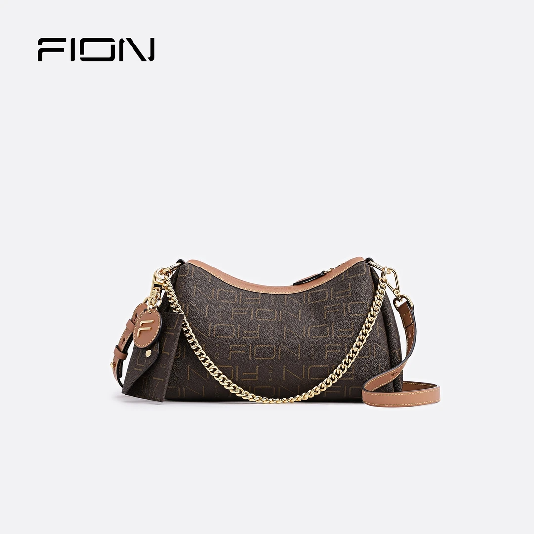 Fion/菲安妮【好物推荐】斜挎饺子包经典女拉链印花包FAAFIFS255