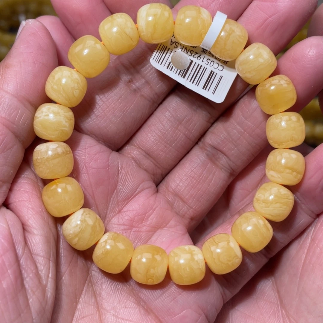 蜜蜡未镶嵌珠宝奇石11mm俄同料黄花蜡老型手串16.6