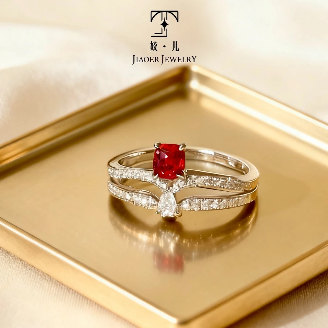 【姣儿港展】18K金59分无烧绝地武士尖晶石33.4分钻石戒指GRC